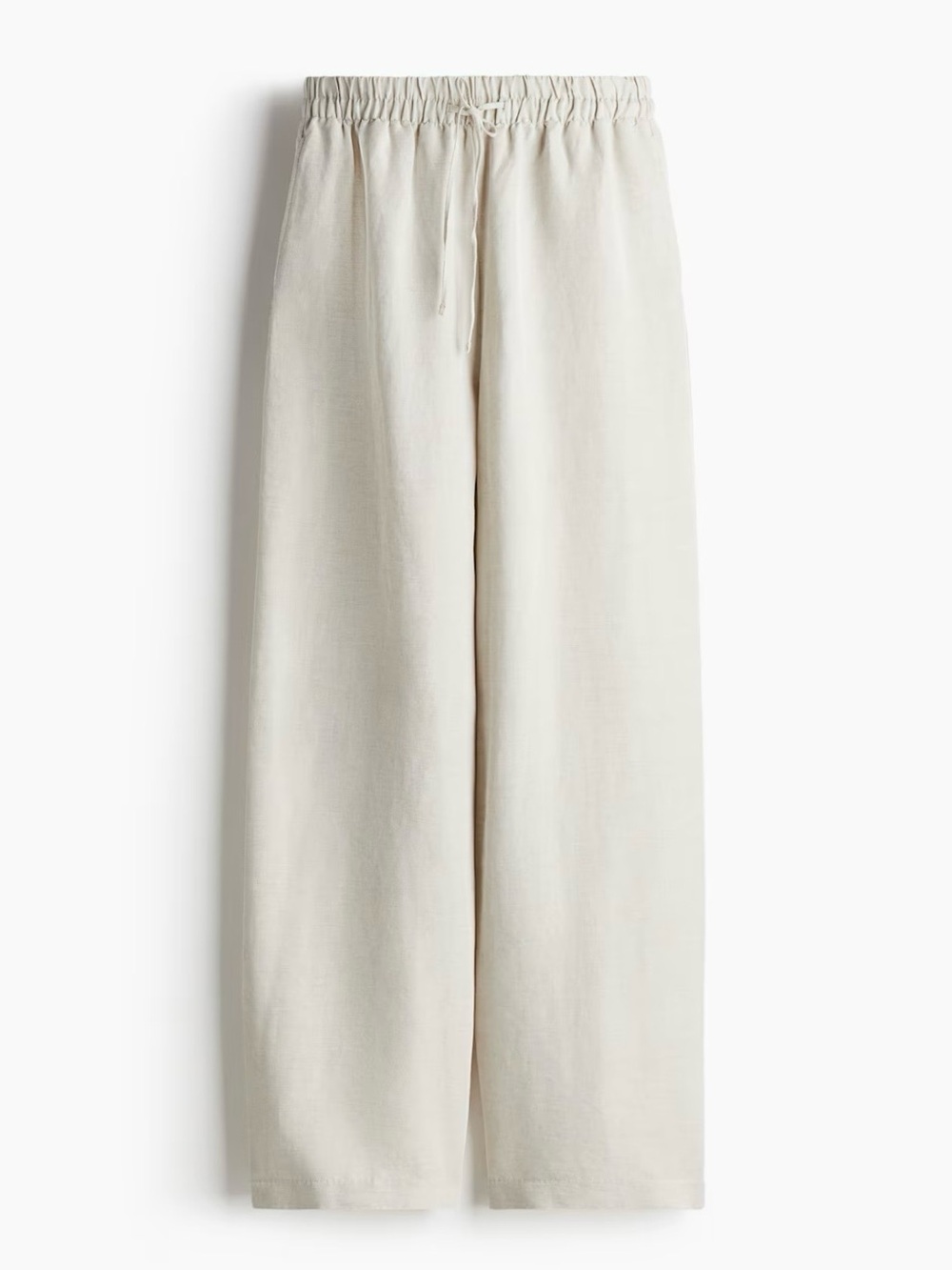 H&M Wide-Leg Drawstring Pants in Cream